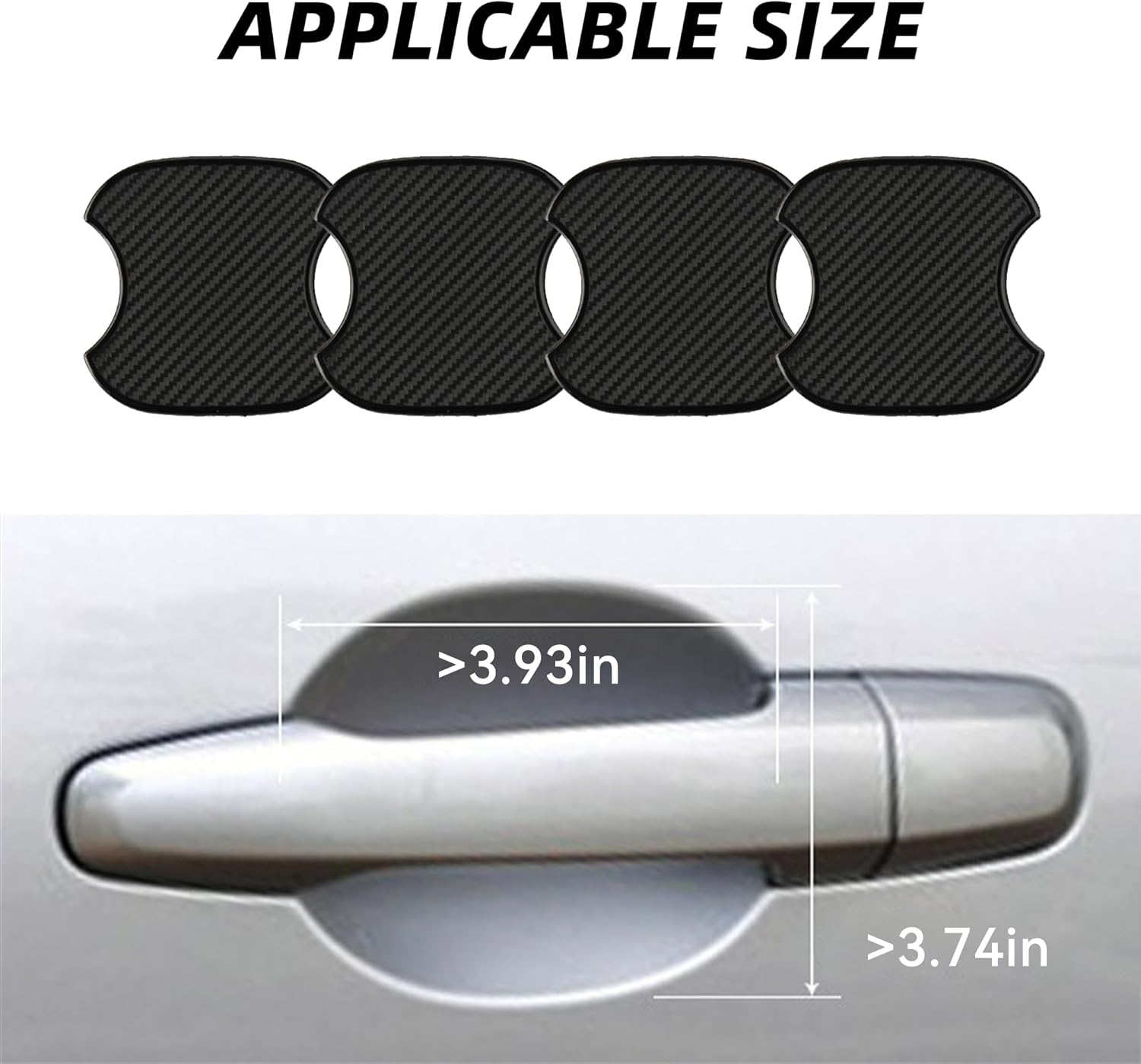 4PCS Car Door Handle Cup Scratch Protectors, TPU Carbon Fiber Door Bowl 3D Sticker, Handle Paint Cover Guard Pad, Universal Door Handle Protective Film for Most Cars (Medium-Black) - Medium-Black image number 2