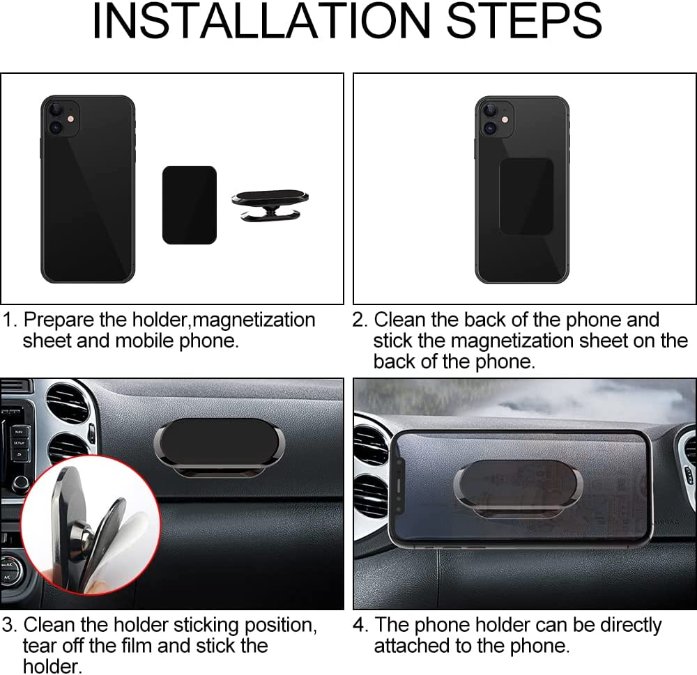 [3-Pack] Magnetic Phone Holder for Car, TIQUS [2022 Upgraded 8X Magnets] Dashboard Phone Holder with 40 * 58 Square Metal Plates, Extreme Magnetism Adjustable Phone Mount for Iphone Galaxy Etc Black image number 1