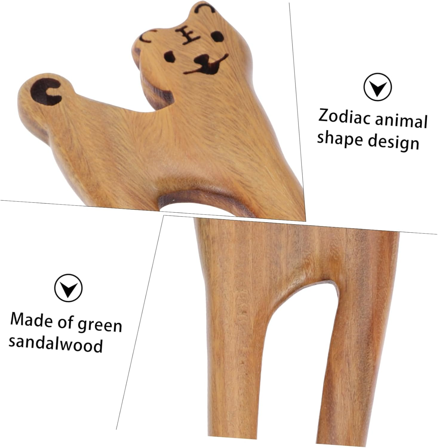 MERRYHAPY Zodiac Tiger Hairpin Curly Hair Stick Sandalwood Hair Fork for Women Bun Fork Stick Women'S Accessories