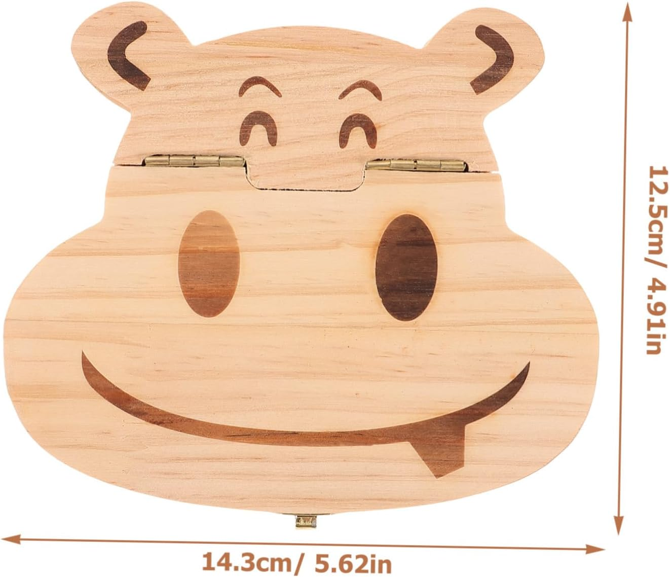 Boys and Girls Tooth Storage Box and Baby Tooth Case Wooden Cartoon Hippo Design Keepsake Organizer for Newborn Souvenir and Fetal Hair Keepsake image number 2