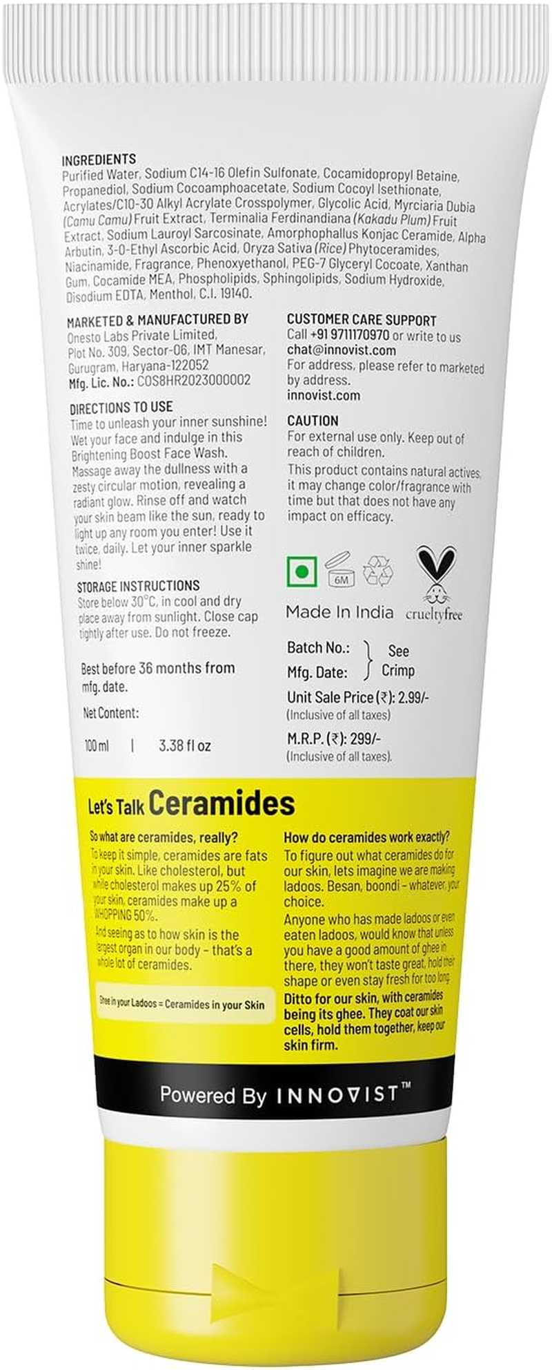 Chemist at Play Brightening Boost Face Wash with 30X Vitamin C Cleans Oil & Dirt Fades Dark Spots Boosts Radiance for All Skin Types for Men & Women Vegan SLS & Paraben Free 100Ml image number 2