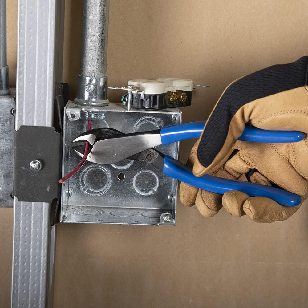 Klein Tools 8" Heavy Duty Diagonal Cutting Pliers, Angled Head Design for Easy Work in Confined Spaces, D200048 image number 1