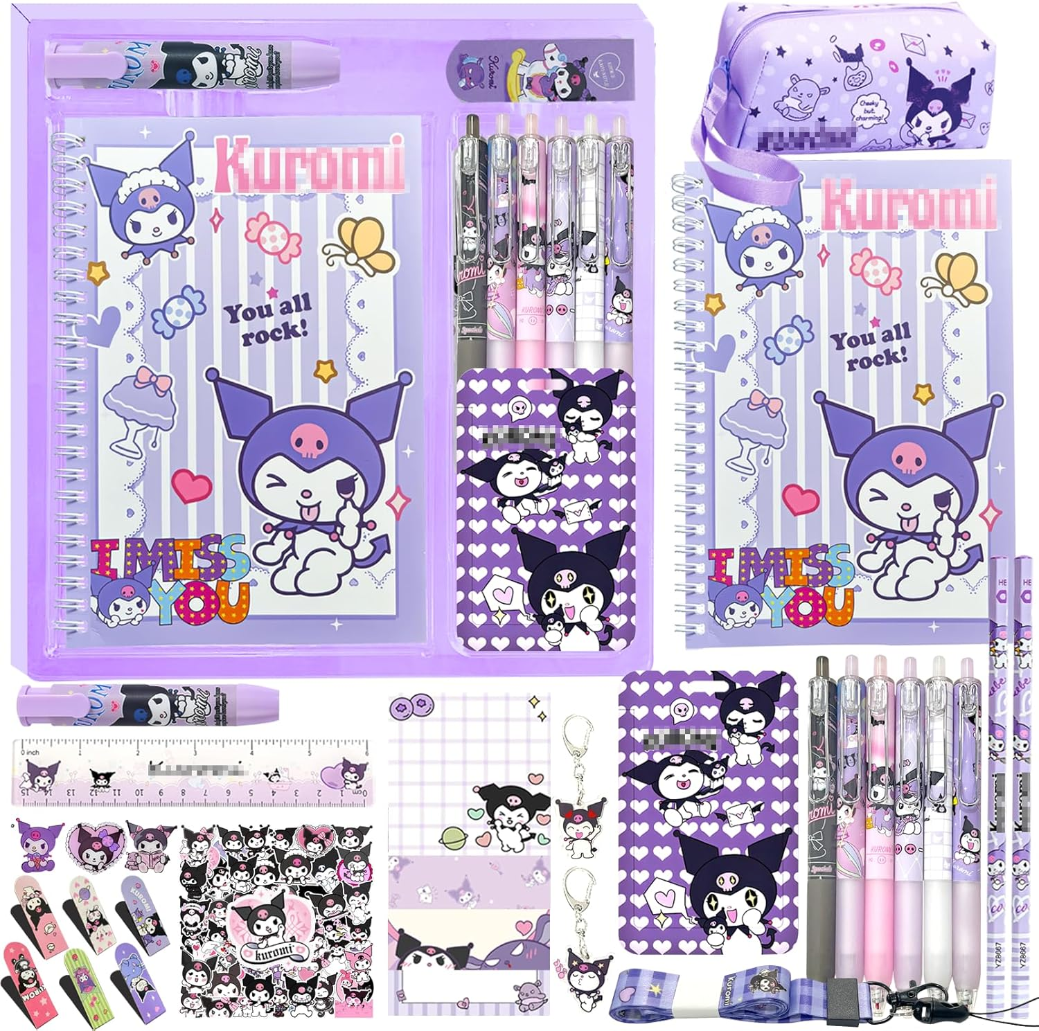 School Supplies Set Cute Stationery Gift Set Kawaii Back to School Including A5 Notebookpencil Casepens,Stickers,Id Badge Holderruler Eraser Perfect Easter Birthday Gifts for Kids image number 3