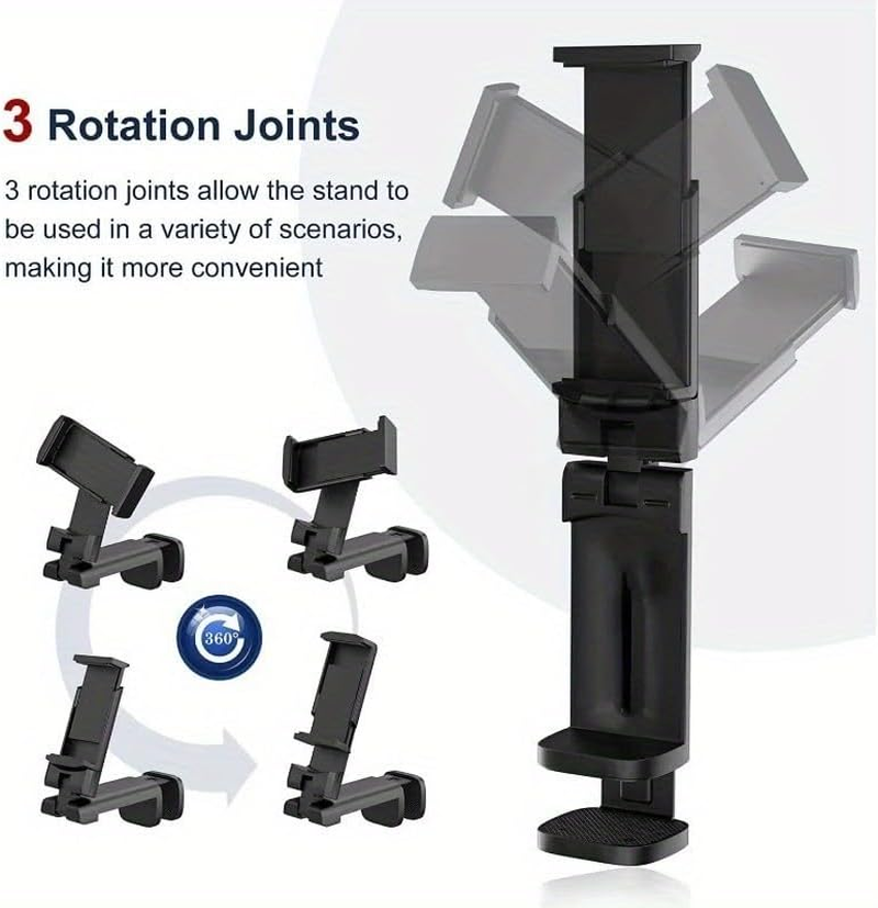 Phone Holder, 360&deg; Rotation Travel Mount Clip, Portable Foldable Airplane Essentials Phone Holder for Tray Table, Travel Airplane Essentials for Women and Men and Toddlers image number 1