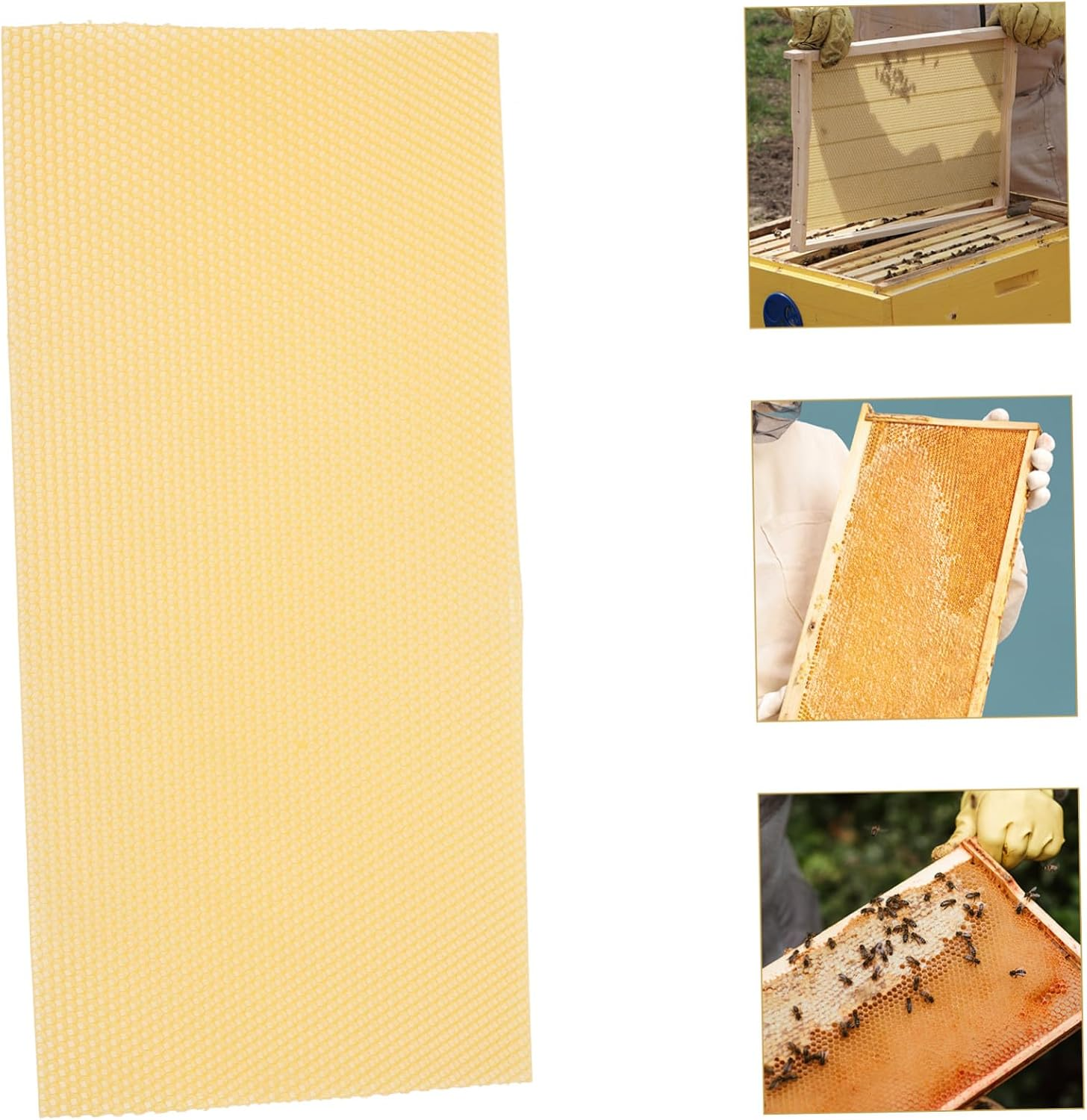 30Pcs Beehive Wax Foundation Sheets Smooth Surface Beekeeping Supplies for Building Honeycomb Nesting in Deep Bee image number 1