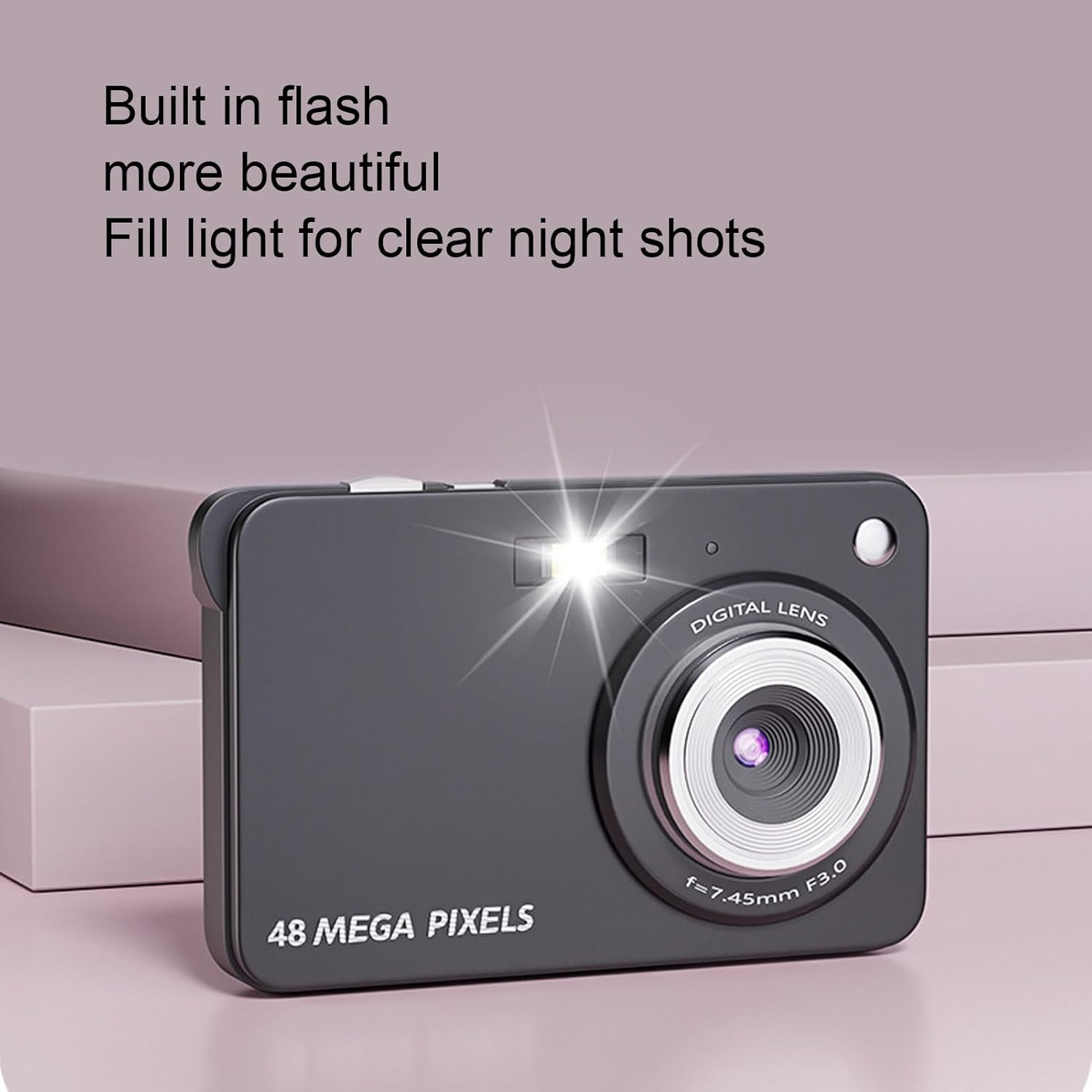 Dpofirs 4K Digital Camera, 8X Zoom, 48MP, Black, USB, SD Card, Digital Zoom, Auto Focus, Built-In Flash, 2.7 Inch TFT Display, HD Photo & Video, for Travel, Vlogging & Selfie image number 1