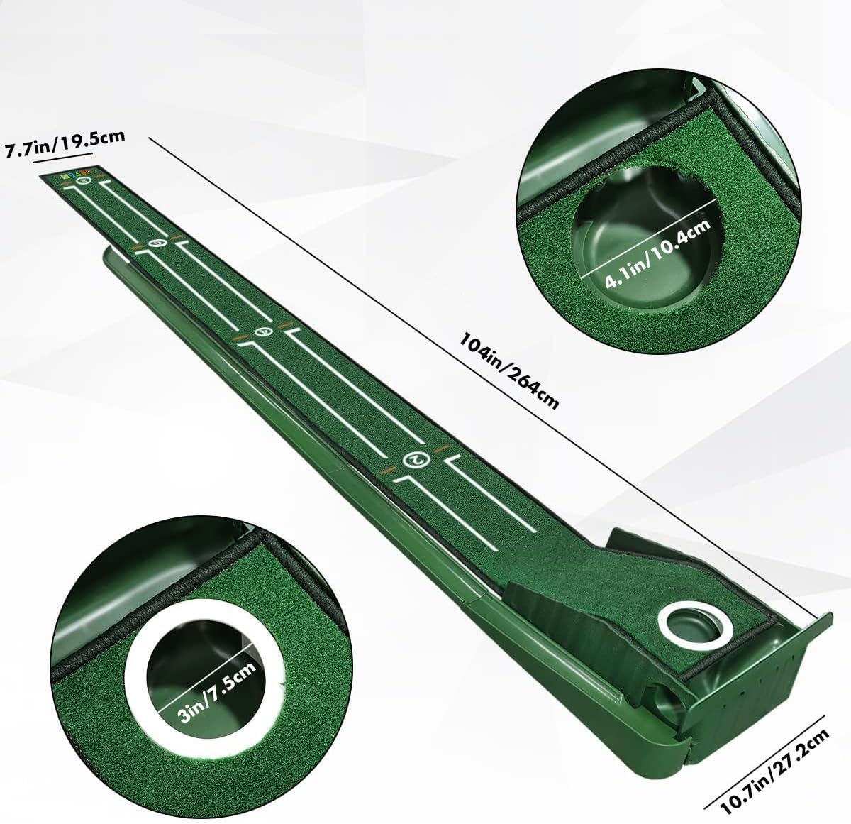 Golf Putting Mat,Golf Practice Mat Indoors with Alignment Guides,Green Set Putting Mat with Auto Ball Return,Perfect for Office,Home or Patio Practice,Golf Gifts for Men Golf Lover