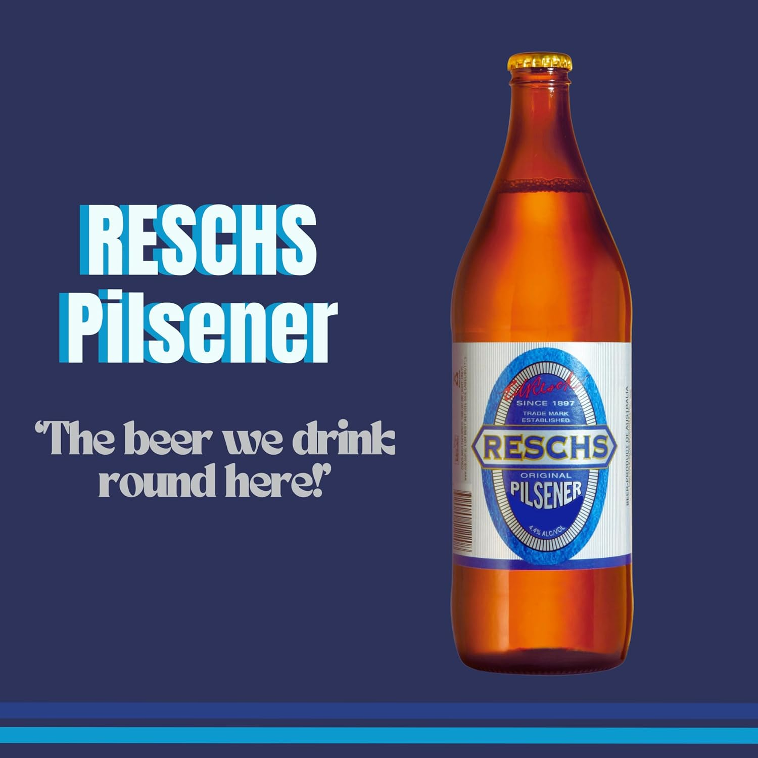 Reschs Pilsener, Iconic Australian Beer, Refreshing & Dry Finish, 4.4% ABV, 750Ml (Case of 12 Bottles) image number 2