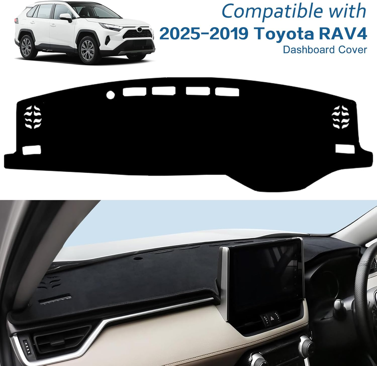 Car Dash Mat Dashboard Cover for Toyota Rav4 2025-2019 Non-Slip Suede Dash Pad Sunshield Windshield Glare Protector for for Toyota RAV4 Interior Accessories image number 3