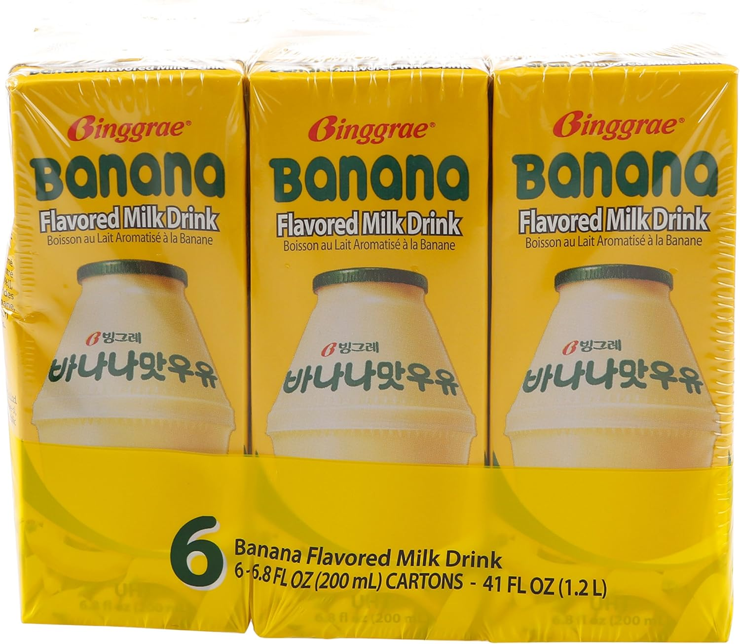 Binggrae Banana Milk Drink 200 Ml (Pack of 6) image number 1