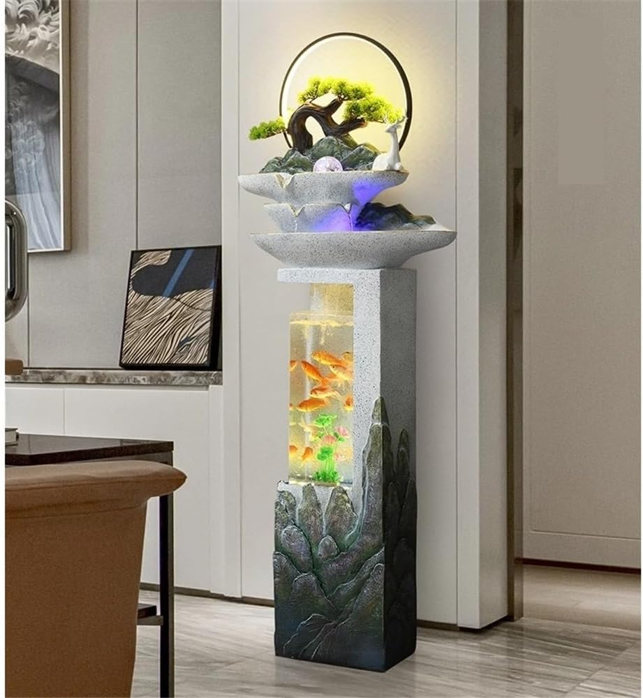 Outdoor Fountain Modern Luxury Rockery, Circulating Water Fish Tank Attracting Wealth, Feng Shui Fountain, Living Room Entrance Decoration
