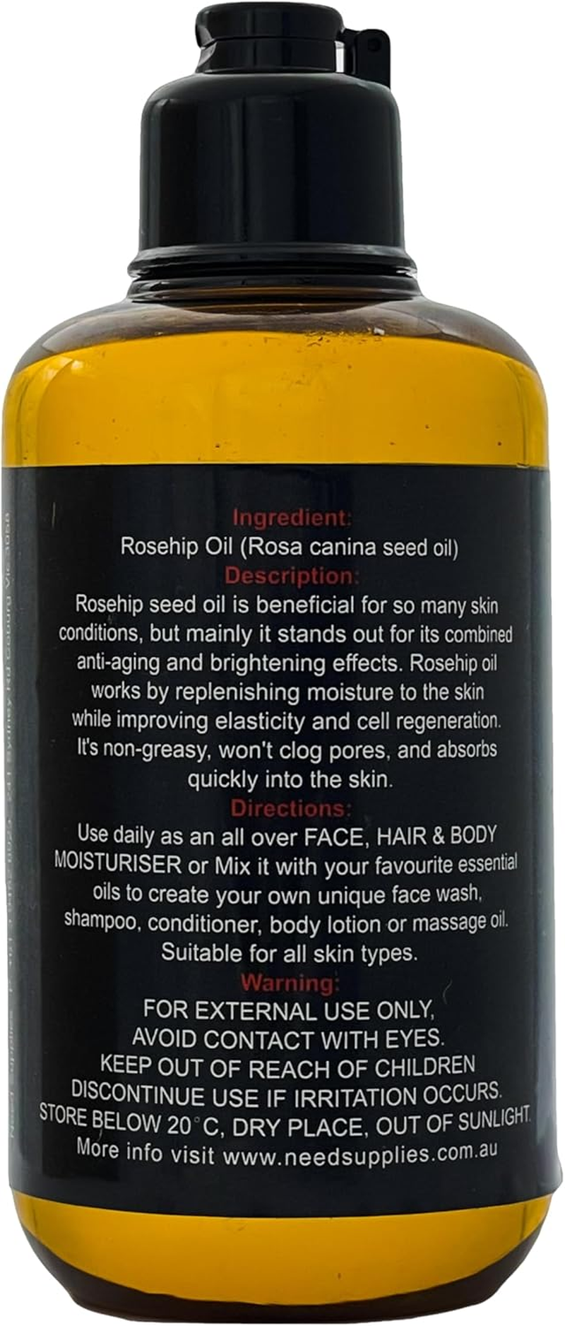 Organic Rosehip Oil Cold Pressed 100% Pure Natural Virgin Rose Hip Face,Skin Oil (Without Pump, 200Ml) image number 4