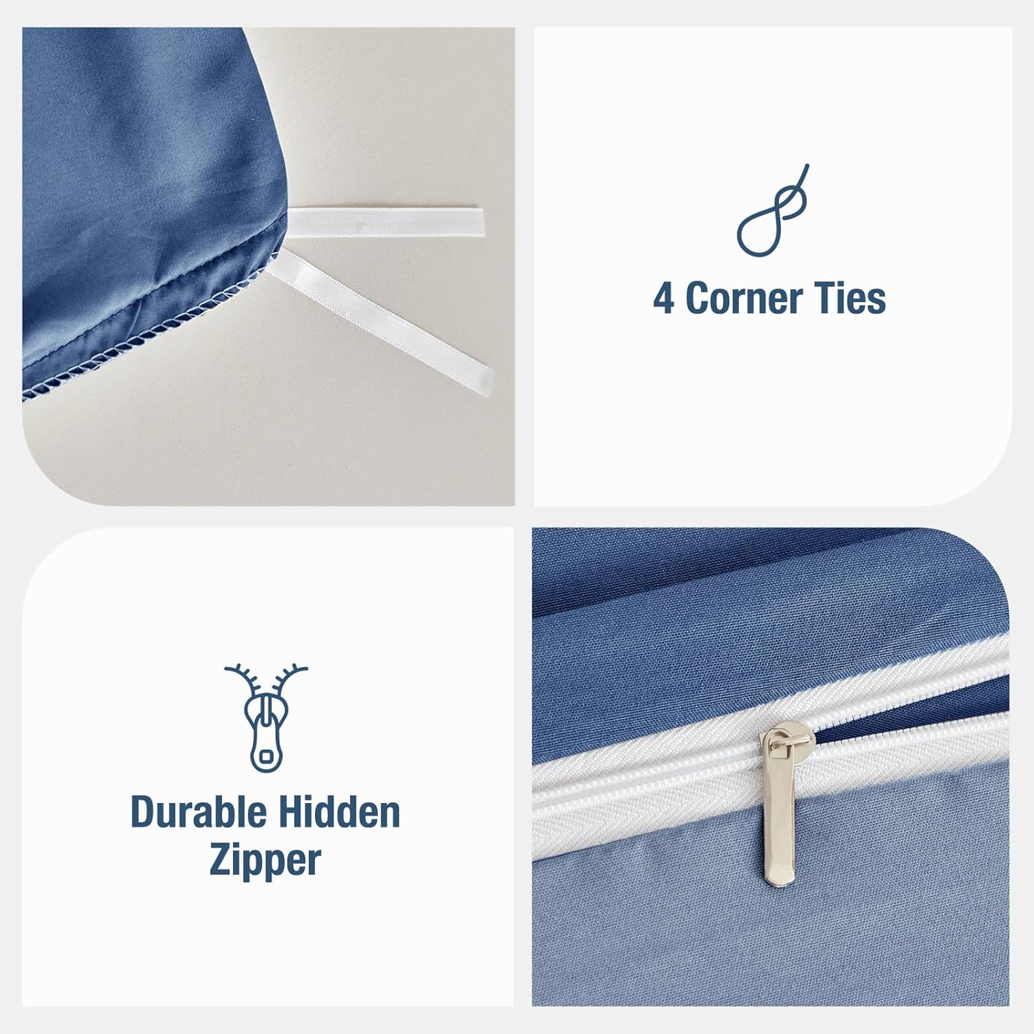 Tokokimo Queen Quilt Cover Set, Ultra Soft Microfiber Bedding Duvet Cover Set, 3 Piece Solid Color Doona Cover Set with Zipper Closure and Corner Ties (Navy, Queen) image number 4