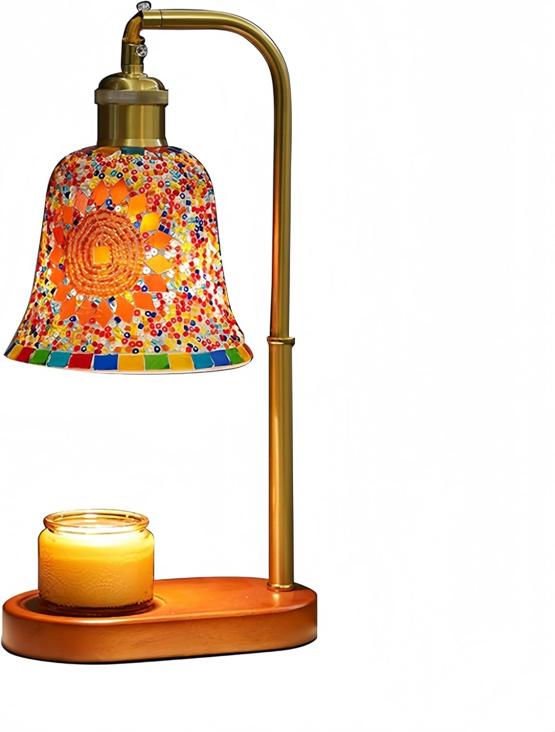 Mosaic Glass Candle Warmer Lamp with Base, Electric Dimmable Wax Melt Warmer for Scented Jar Candles, Morocca Lamps,Home Decor Gifts for Bedroom Office, Mom Women Friends image number 2