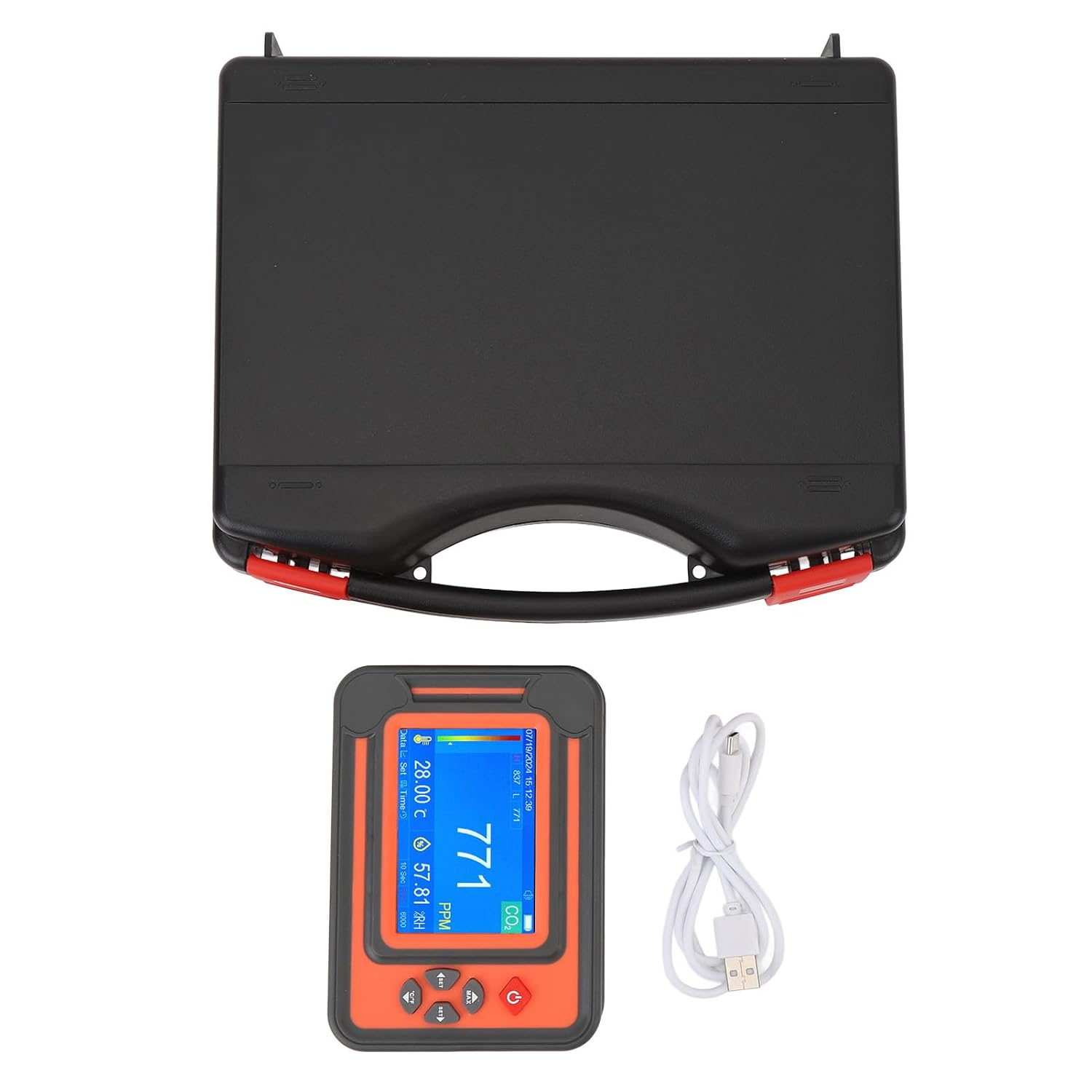 High Accuracy CO2 Detector with Reminder Temperature Humidity Meter Portable Carbon Dioxide Detector for Planting Tents Wine Cellars (Red) image number 6