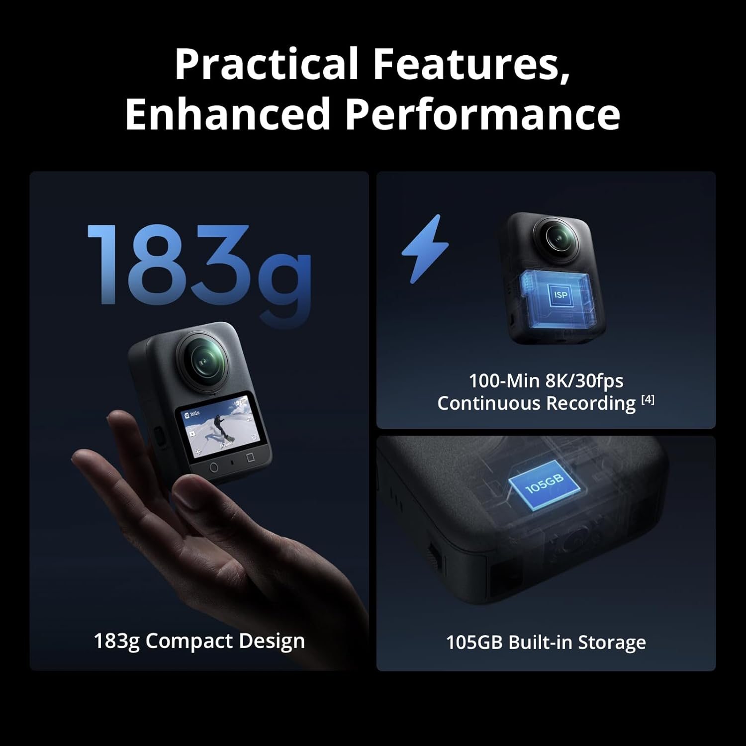 DJI Osmo 360 Standard Combo, 360 Camera with 1-Inch 360&deg; Imaging, Native 8K 360&deg; Video, 4K/120Fps & 170&deg; Boost Video, 120MP 360&deg; Photo, 100-Min 8K Recording, Waterproof, Action Camera for Sports, Vlog image number 6