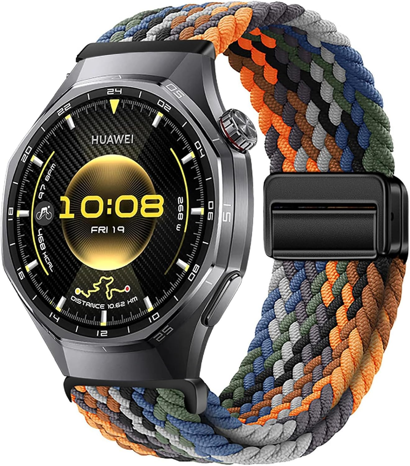 GIOPUEY Magnetic Bracelet Compatible with Huawei Watch GT 6 Pro 46 Mm, Braided Nylon Strap [Unisex] Elastic Replacement Strap - Beige image number 7