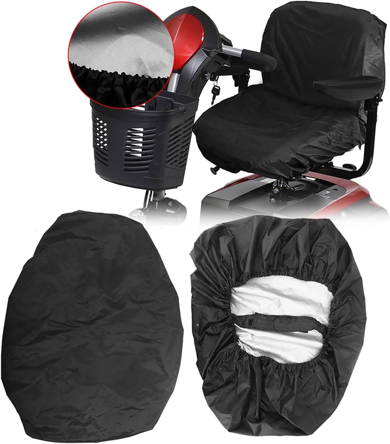 Mobility Scooter Cover, Professional Waterproof Seat Cover Waterproof Nylon Electric Scooter Cover for Electric Wheelchairs Mobility Scooter (Black) image number 6
