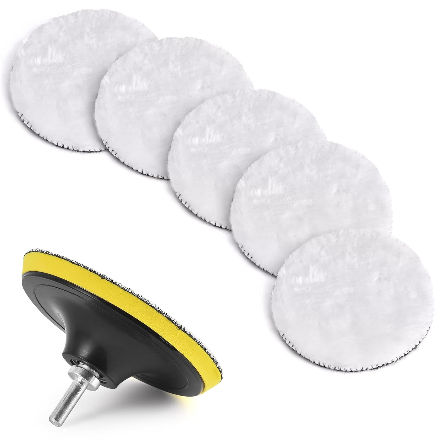 Kshineni 7 Pcs 5 Inch (125Mm) Wool Polishing Buffing Pad Car Polisher Buffer Drill Attachment with M14 Drill Adapter image number 5
