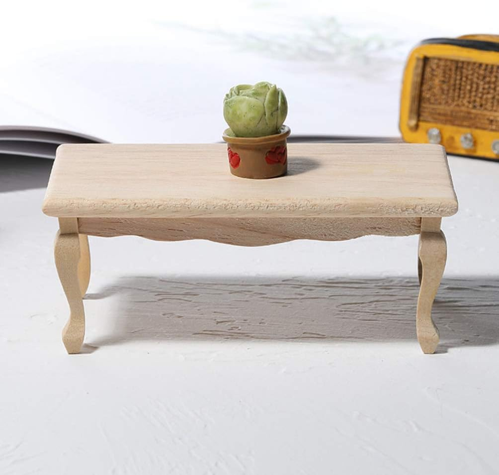 TOYANDONA Dollhouse Table 1:12 Miniature Miniature Tea Table Wooden Furniture Model Mini House Accessory for Dollhouse Fairy Garden image number 6
