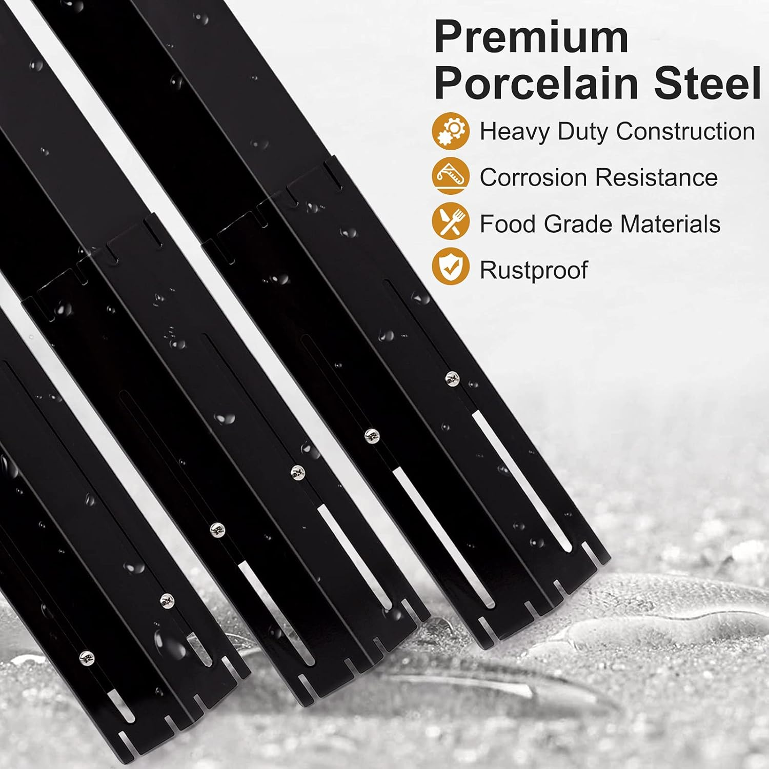 Criditpid Porcelain Steel Universal Heat Tents Replacement for Brinkmann, Charbroil, Nexgrill, Backyard Grill, Set of 3 Adjustable Heat Plate Flame Tamer Burner Cover, Extends from 11.75" up to 21" L image number 1