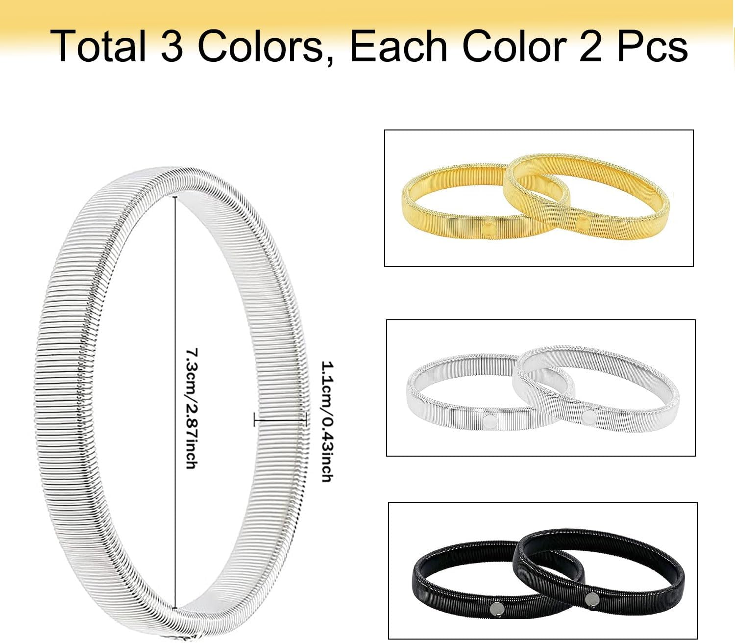 3 Pairs Sleeve Garters, Anti-Slip Shirt Sleeve Holders Armbands Sports Soccer Softball Metal Band Stretch Garters Arm Bracelet for Men and Women image number 5