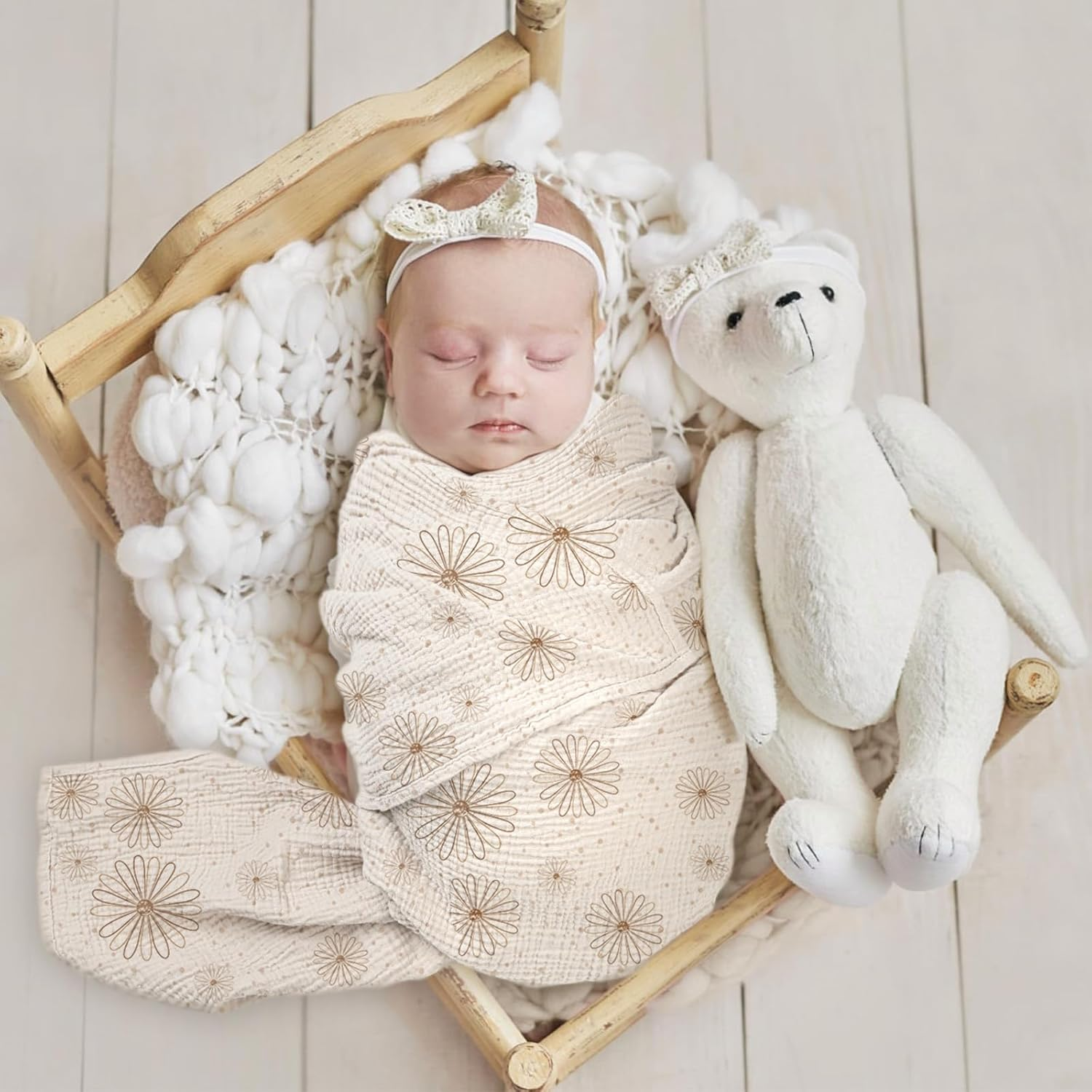 Lulumoon Baby Muslin Swaddle Blankets: Soft Receiving Blanket for Newborn - Cotton Swaddling Blanket for Neutral 3Pack