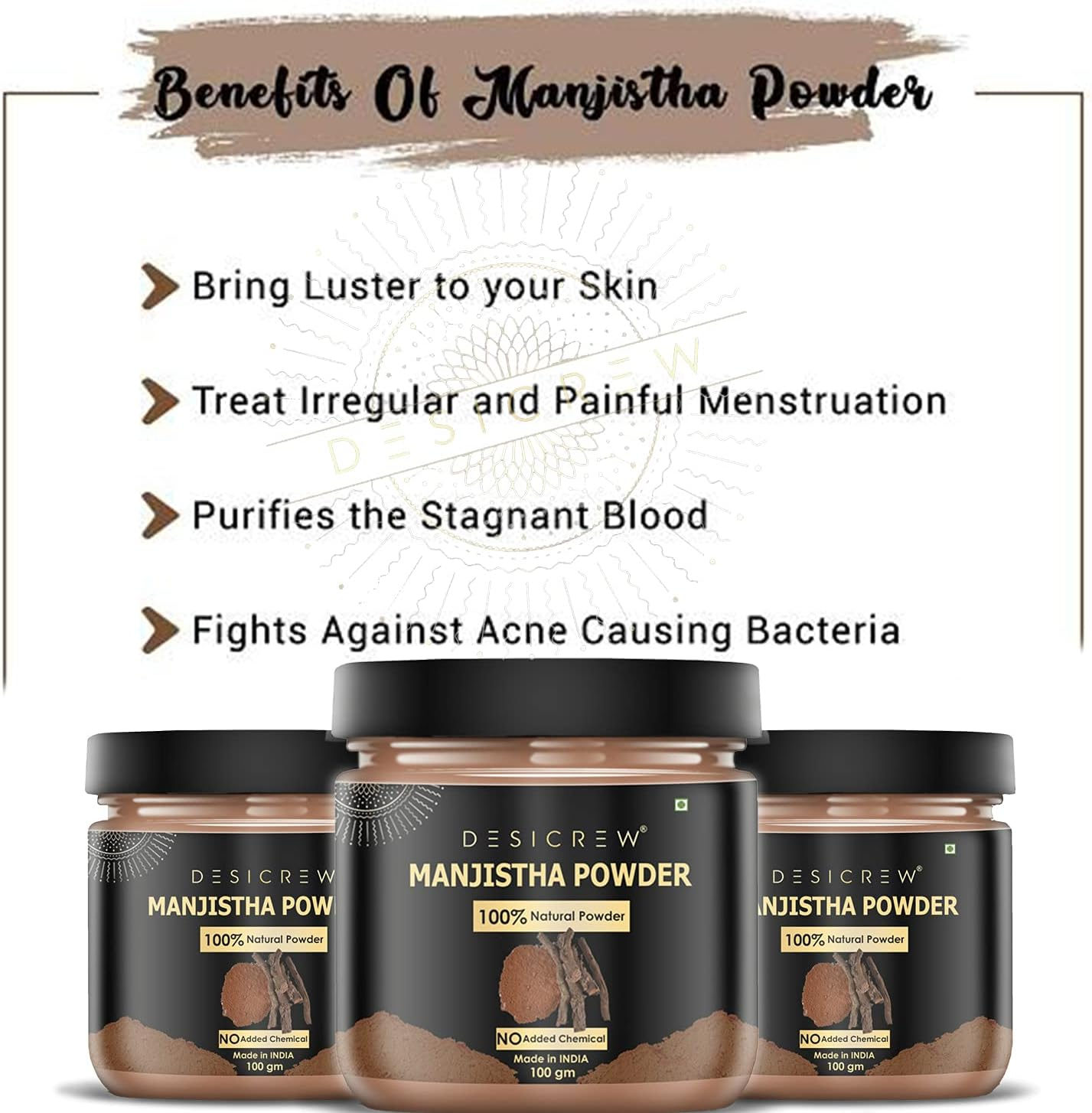 DESICREW Pure & Natural Manjistha Powder for Natural Texture & Colour, Strong, Shiny, Silky,Healthy Scalp, Dandruff & Spilt Ends Free Hair Pack 400 GM image number 1
