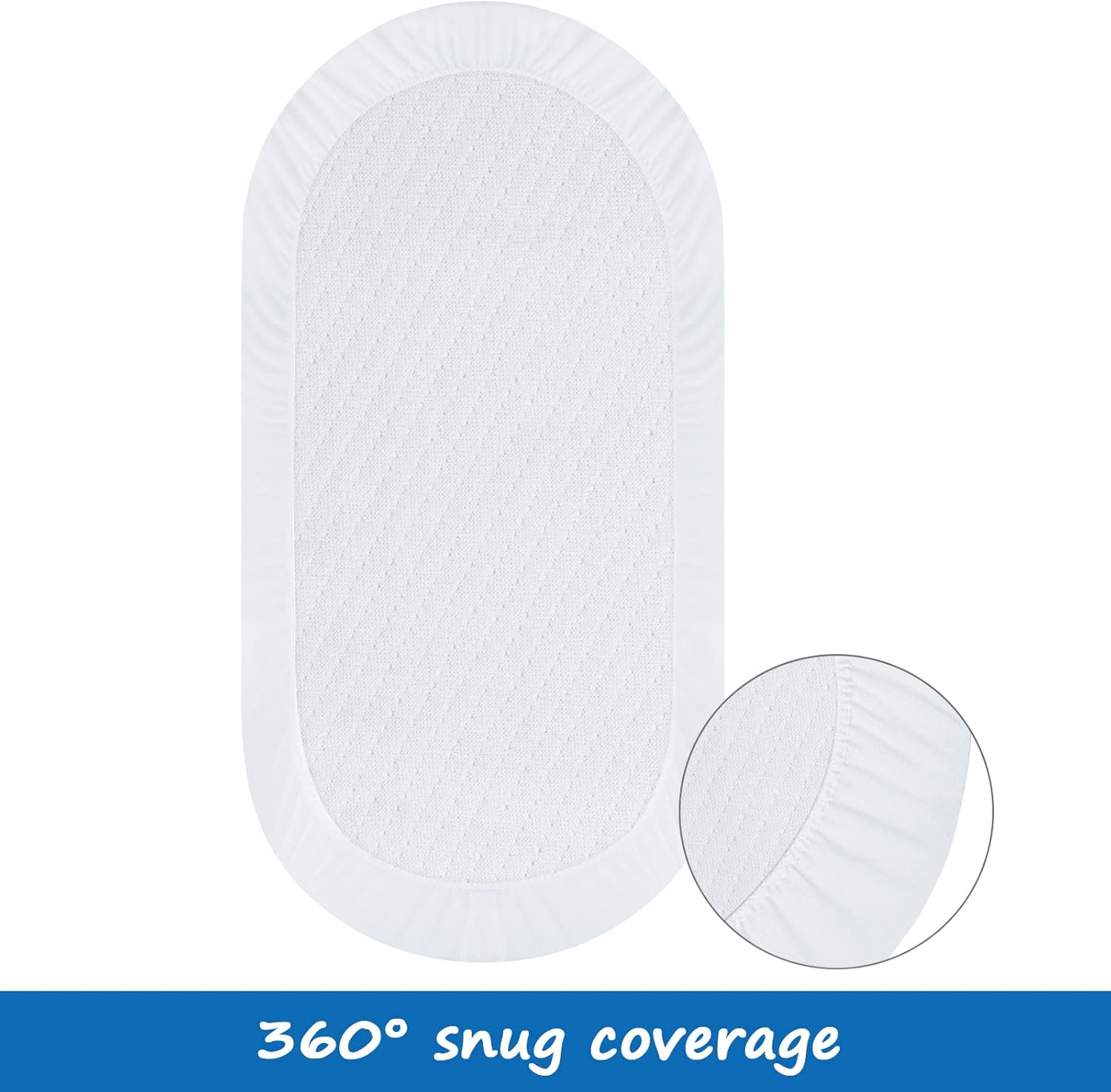 Bassinet Mattress Pad Cover 2 Pack Quilted Bassinet Mattress Protector Waterproof Bassinet Sheets (32"X17") for Boys & Girls, Fit for Hourglass/Oval Bassinet Mattress, White image number 6