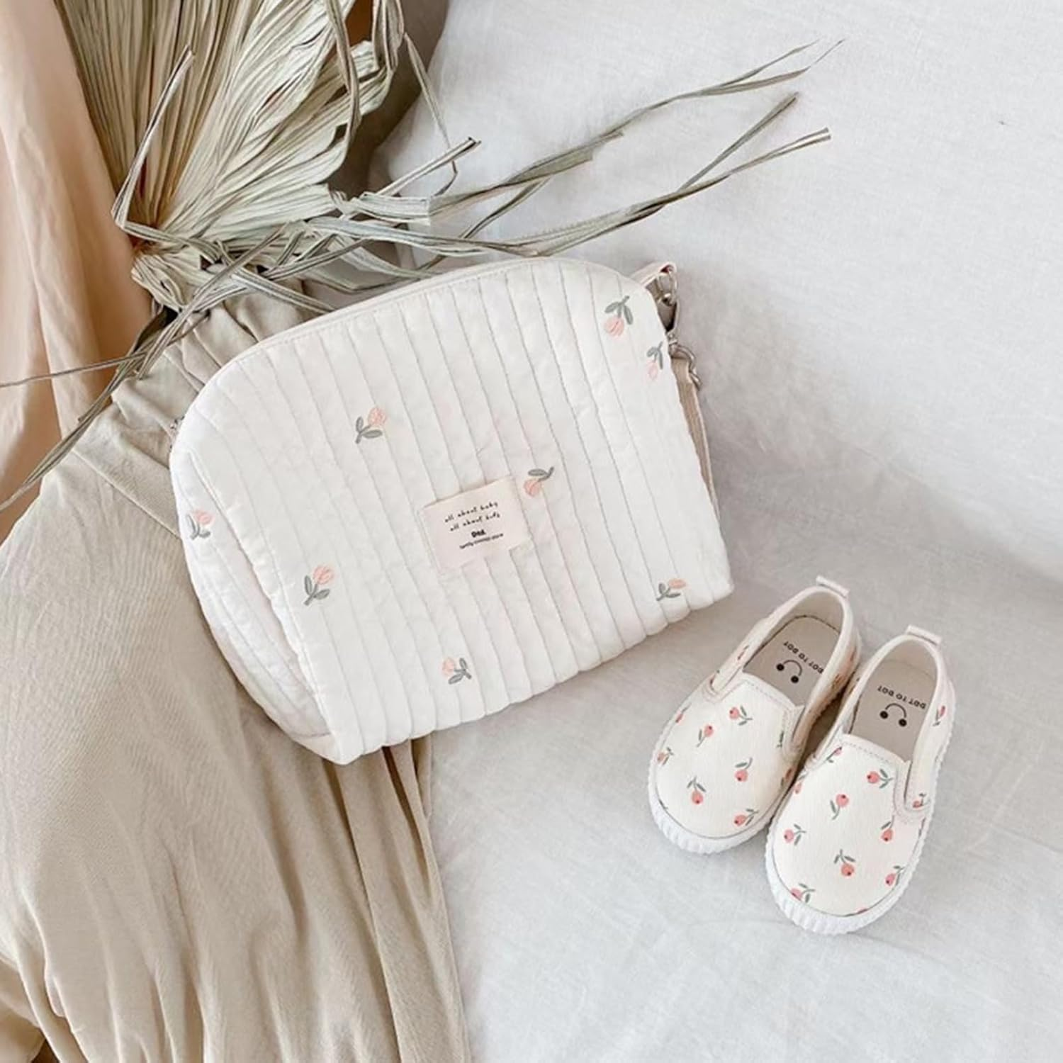 Stroller Bag | Cotton Cute Baby Stroller Diaper Bag - Cotton Zipper Carry Purse with Hook Small Embroidered Mommy Pouches for Wipes Bottle Pacifier - A: Bear image number 6