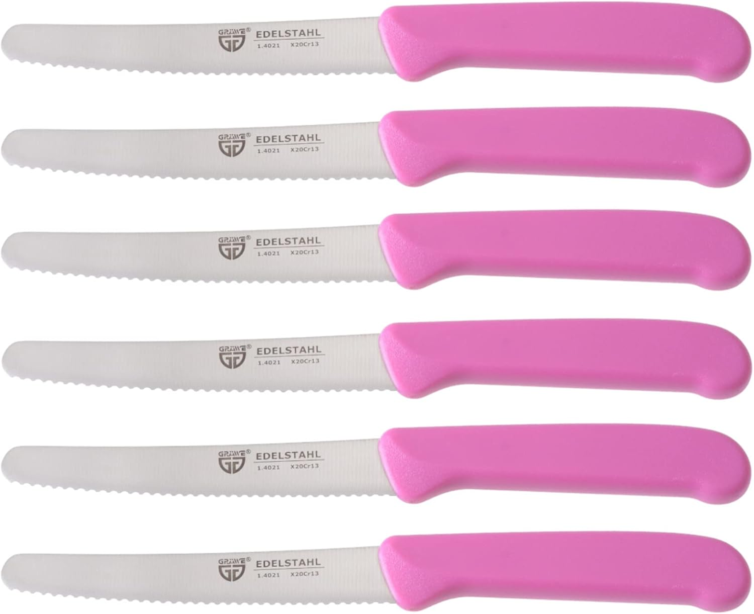 GR&Auml;WE Table Knife Set of 6 for Cutting, Pack of 6 Bread Knives, Breakfast Knife with Serrated Edge, Knife 21 Cm - Green image number 6