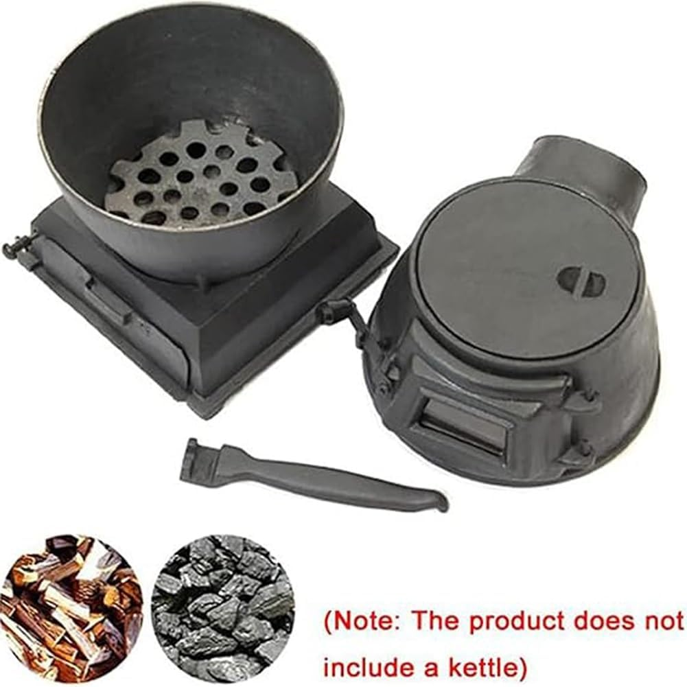 Cast Iron Wood Burning Stove, Portable Wood Burning Compact Camp Stoves, Pure Cast Iron Coal Fire Wood Stove, Viewing Window, for Home, Heating, Cooking, Camping, Hiking image number 5