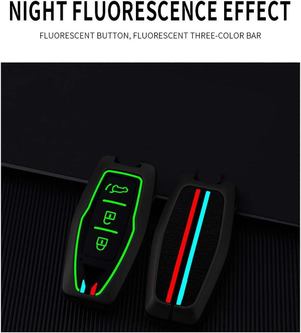 Ontto Alloy Car Key Fob Cover Fit for Mitsubishi Outlander 2022 2023 Smart Key Case Keyring Silicone Key Shell Holder Bag Keychain Protection Accessories Silver A - A-Silver image number 6