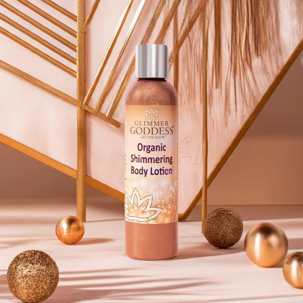 (Bronze Sparkle) - Organic Shimmer Bronzer Lotion Moisturising Shimmer Lotion Great for All Skin Types Shimmer & Sparkle Glimmer Goddess - Bronze image number 3