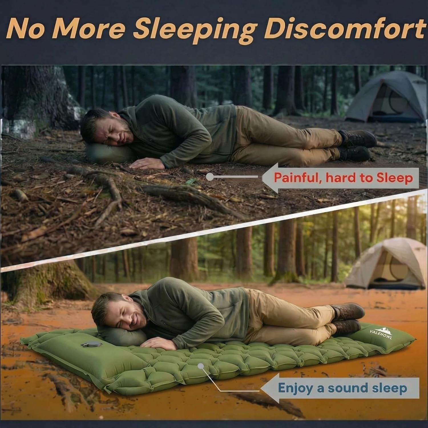 1.8 Pounds Ultralight Inflatable Camping Sleeping Mat, Portable Outdoor Air Mattress, Compact Backpacking Sleeping Pad for Hiking, Tent, Travel