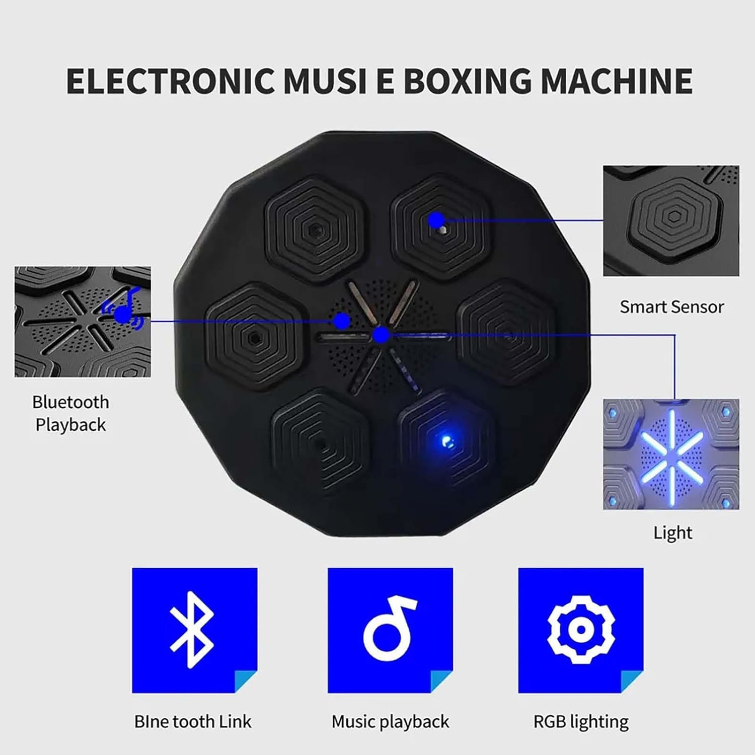 Smart Music Boxing Machine,Yueme 9 Training Modes Led Boxing Machine,Can Play Music and Connect to Bluetooth Music Boxing Machine Wall,For Home Exercise