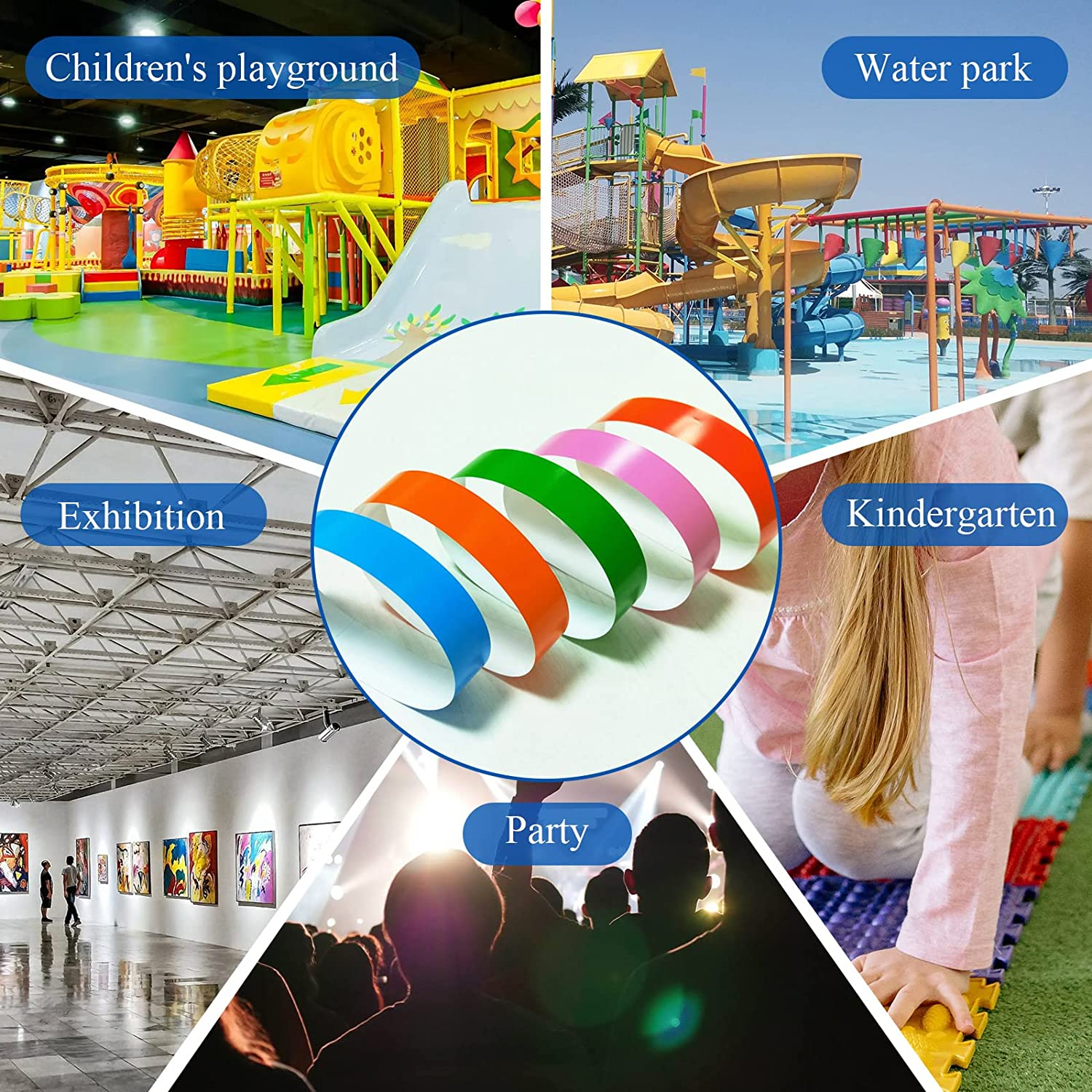 350 Counts Wristbands for Events, Waterproof Paper Wristbands Neon Wrist Bands, Lightweight Paper Party Bracelets, Concert Bracelets, Style A image number 4