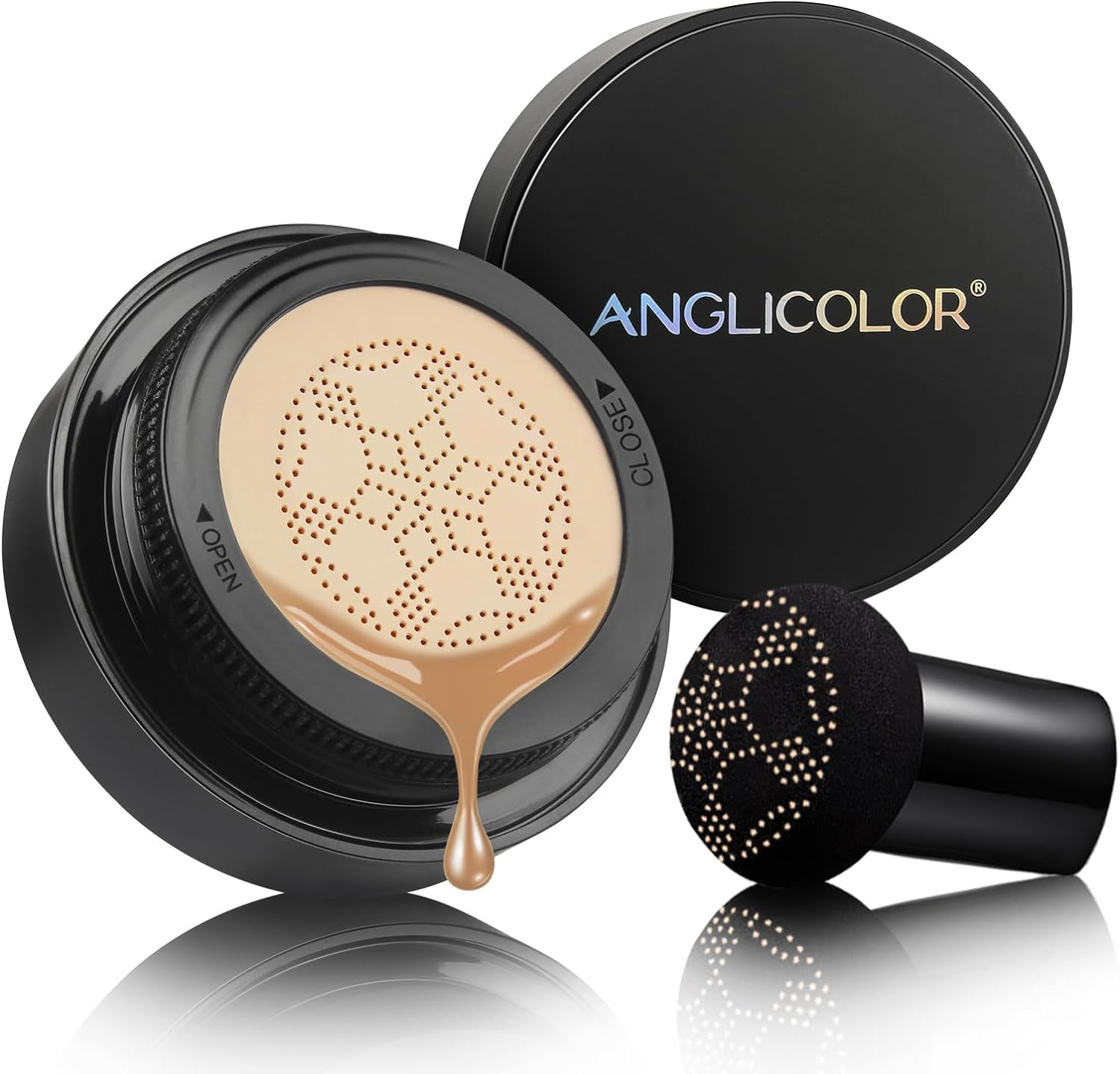 Anglicolor Mushroom Head Air Cushion CC Cream,Full Coverage Concealer,Face Makeup Foundation Long Lasting,Cc Cream Makeup Base Primer Even Skin Tone (#01 Porcelain, 30Ml)