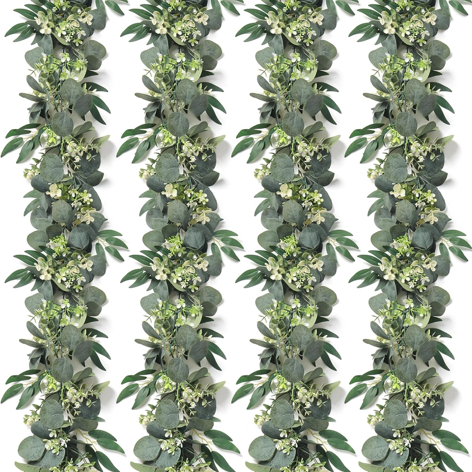 KHOYIME Eucalyptus Garland with Flowers 4 Packs 5.9Ft Willow Leaves Artificial Plant Fake Greenery Hanging Vines Faux Silk Ivy Wedding Arch Home Table Decor Backdrop Indoor Outdoor image number 2