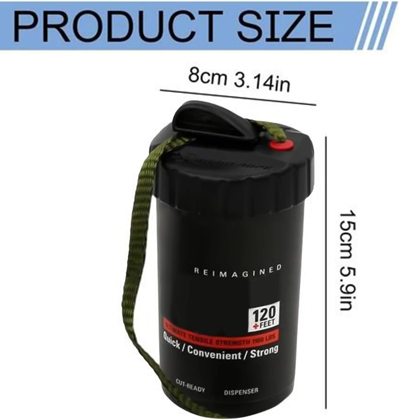 Rope Canister Dispenser, Refillable Rope Storage Case, Portable Twine Organizer Tool, 15X8Cm Quick-Access Cord Container, for Camping, Hiking, Crafting, Outdoor Wrapping Tasks image number 6