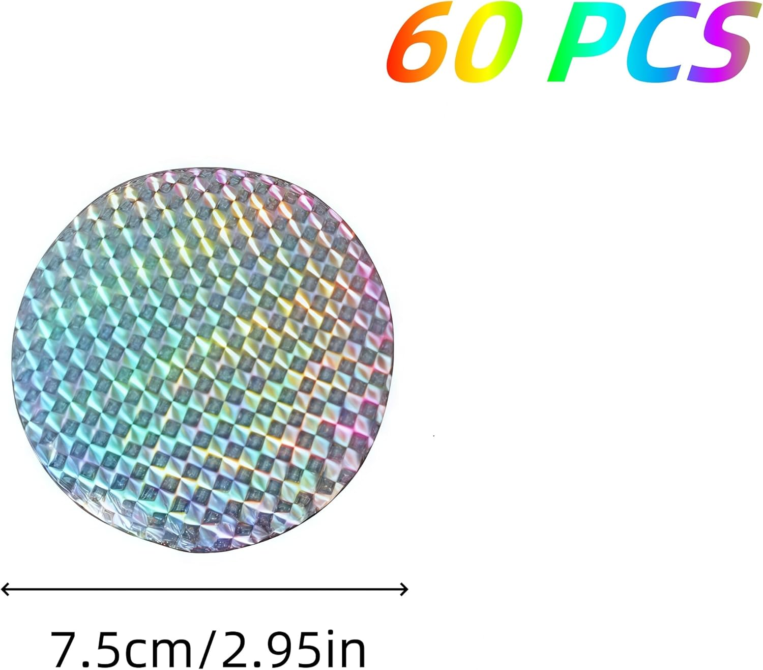 60 Pcs Reflective Window Tint Bird Deterrents,75 Mm Bird Film Bird Deterrent Spikes Reflective Discs,Anti-Collision Window Stickers,For outside Easy Install Weatherproof Garden Yard,Home Protection image number 3