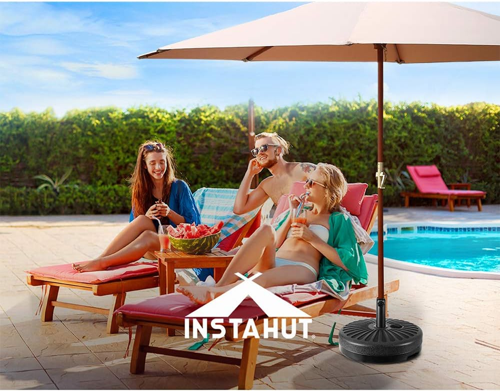 Instahut Outdoor Umbrella Base Black Pod Pole Stand Holder, Garden Beach Patio Offset Sun Home, 23Kg Capacity Filled with Sand or Water 51X12Cm image number 3