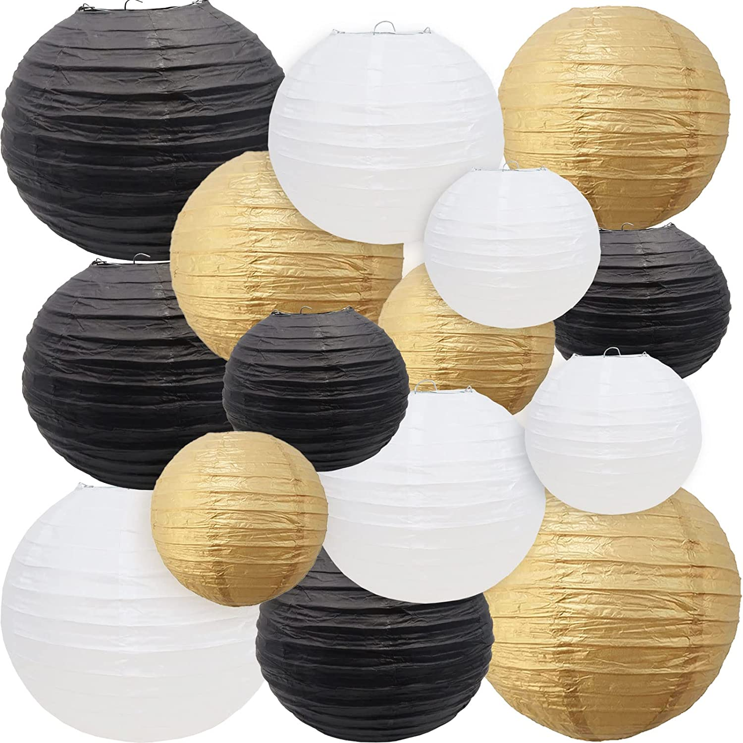 LURICO 16 Pcs Colorful Paper Lanterns (Multicolorsize of 4&rdquo; 6&rdquo; 8&rdquo; 10&rdquo;) - Chinese/Japanese Paper Hanging Decorations Ball Lanterns Lamps for Home Decor Parties and Weddings