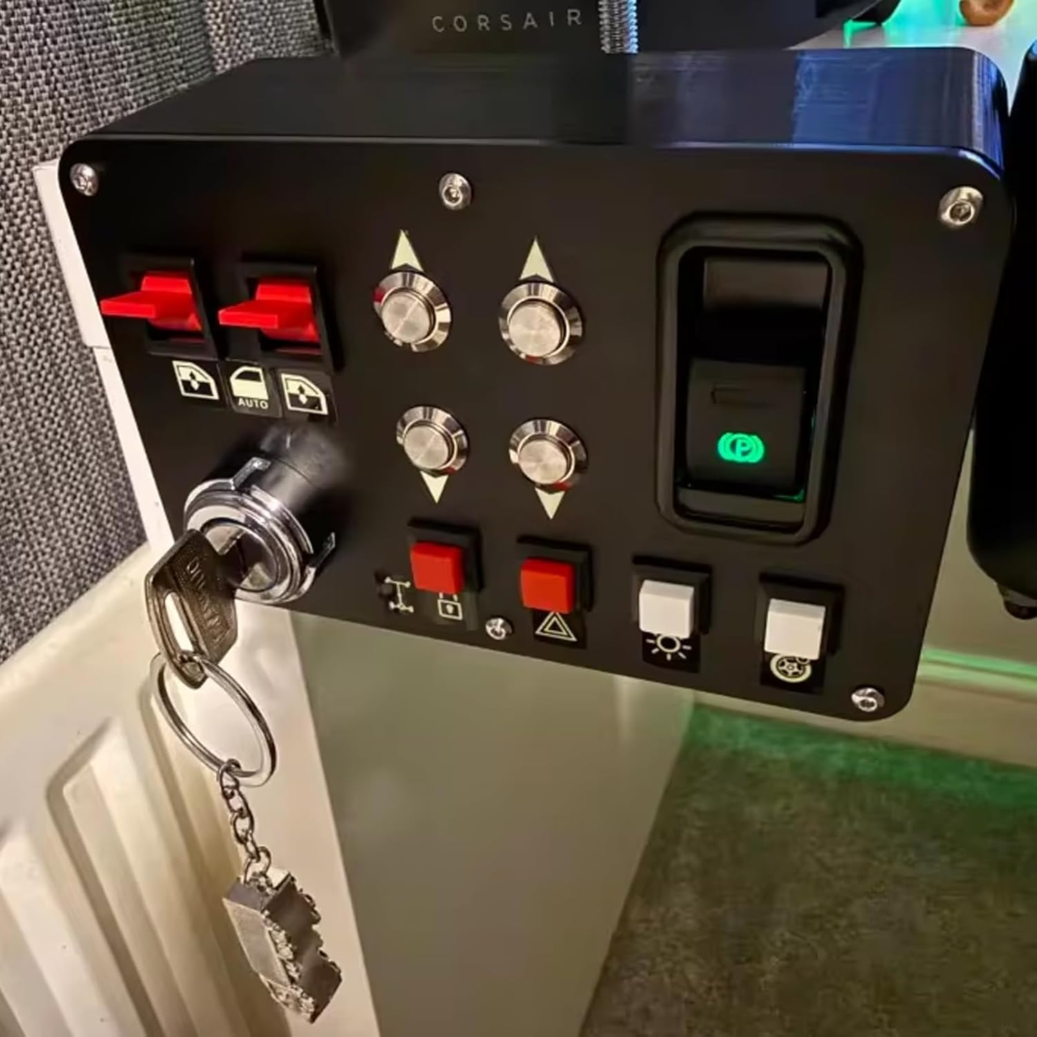 Obokidlyamor Simulator American Truck Button Box for G27/G29/G920/G923 with Mic PTT Microphone;Pc 16 Customizable Button Central Control Box ATS/ETS2 for MOZA R3/R5/R9/R12 Base image number 5