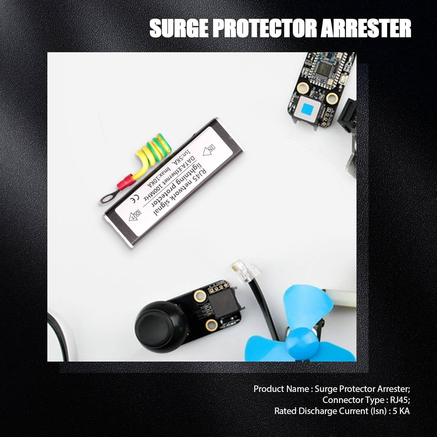 Hepzest RJ45 Plug Ethernet Network Surge Protector Arrester 100Mhz image number 1