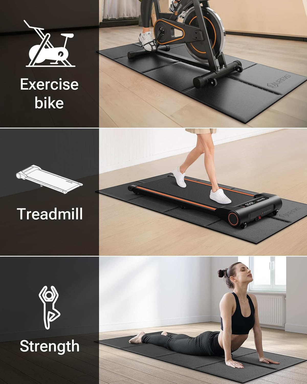 UREVO Foldable Treadmill Mat, Exercise Bike Mats for Home Gym Workout, Waterproof Non-Slip Exercise Equipment Mat Floor Protector for Indoor Cycles, Rowing Machine, Elliptical image number 6