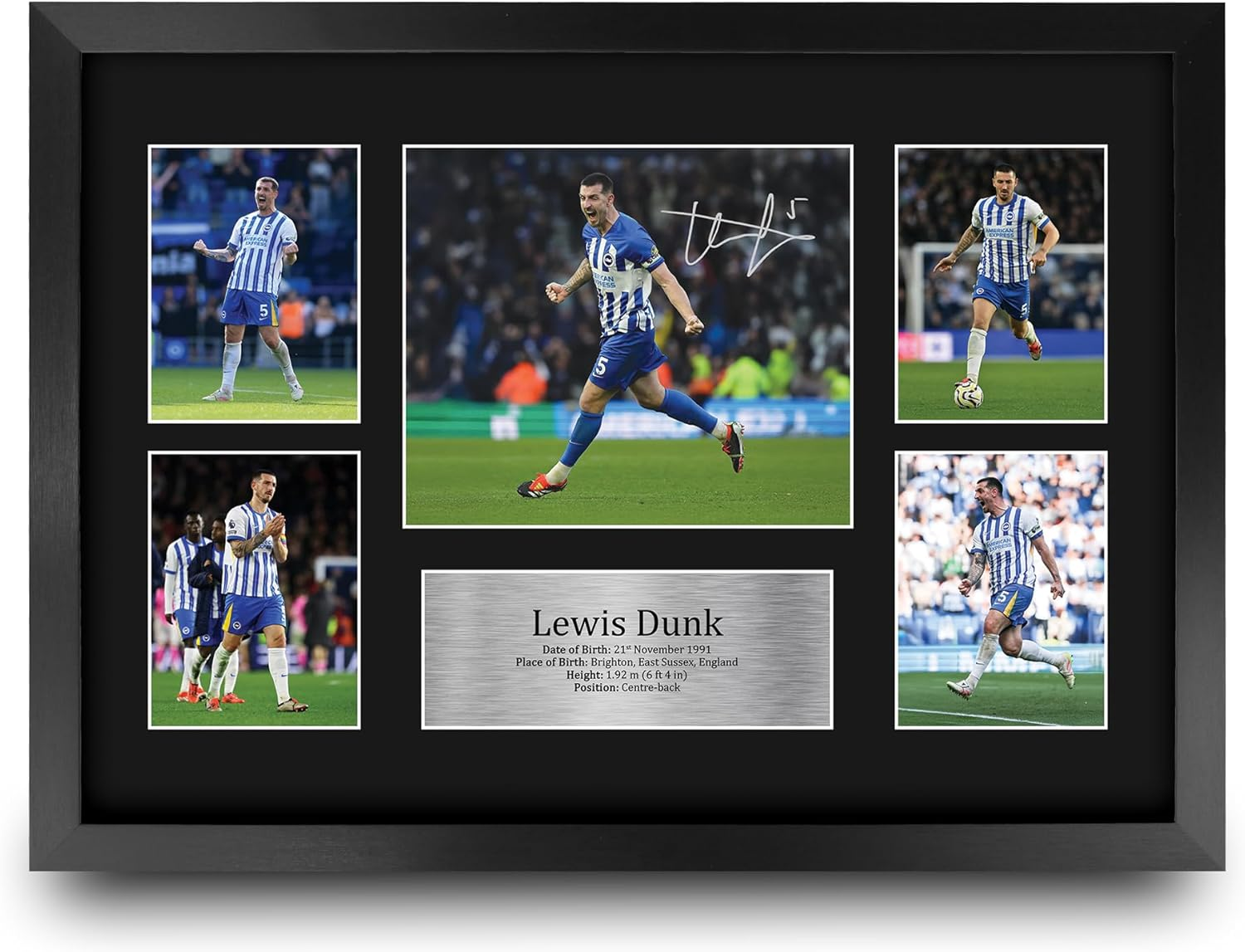 HWC Trading Lewis Dunk Brighton & Hove Albion Gifts Printed Signed Autograph Picture for Football Fans and Supporters - A4 Framed
