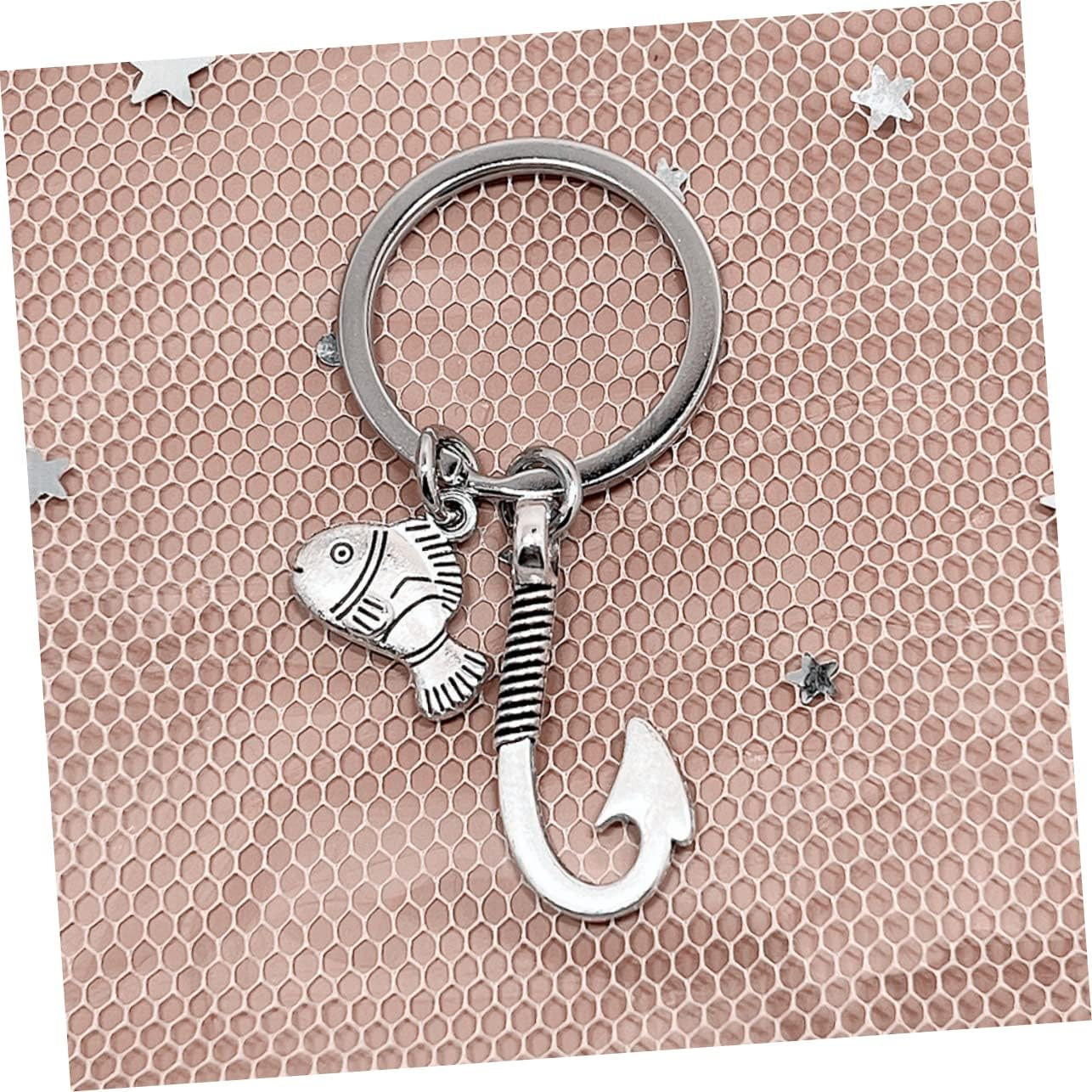 SAFIGLE 2Pcs Fish Keychains Fishing Hooks for Bag Key Rings Fishing Party Favors and Keychain Accessories for Boys and Girls image number 1