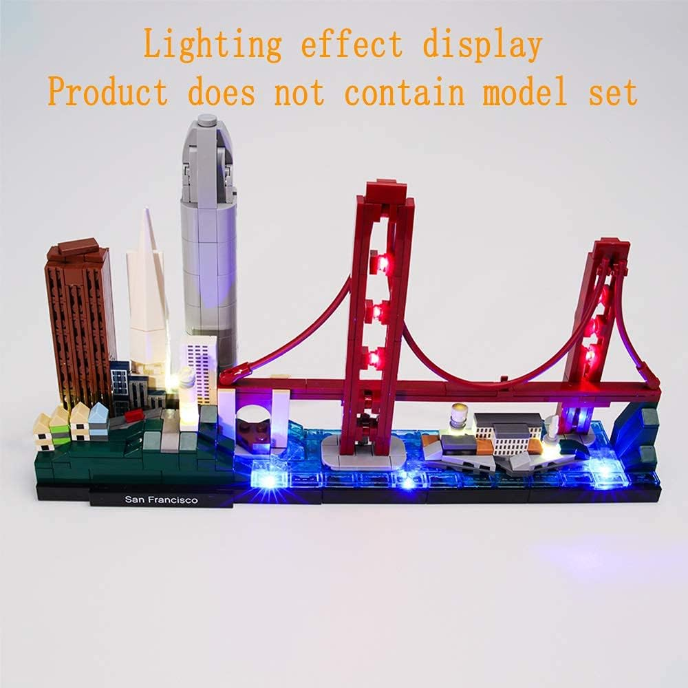 GEAMENT Upgraded Version USB Light Kit for Architecture Skyline Collection San Francisco Golden Gate Bridge - Compatible with  21043 Bricks Model ( Set Not Included) (With Instruction) image number 5