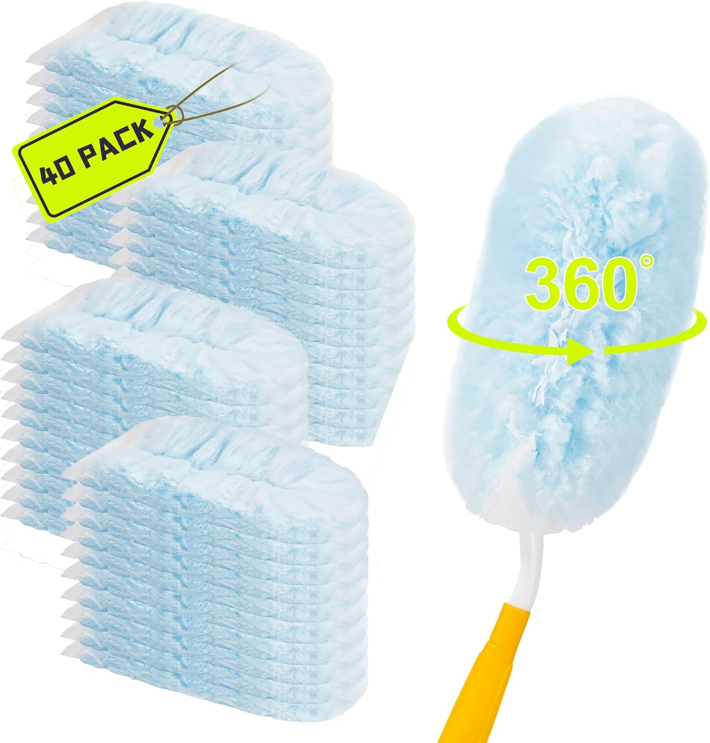 40 Count Duster Refills Kit for Swiffer Duster,360&deg; Heavy Duty Duster Refills, Disposable Microfiber Duster for Cleaning Home (40 Count Refills+2Handle) image number 6